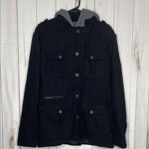 Affliction Black Premium Men's Black Hooded Jacket